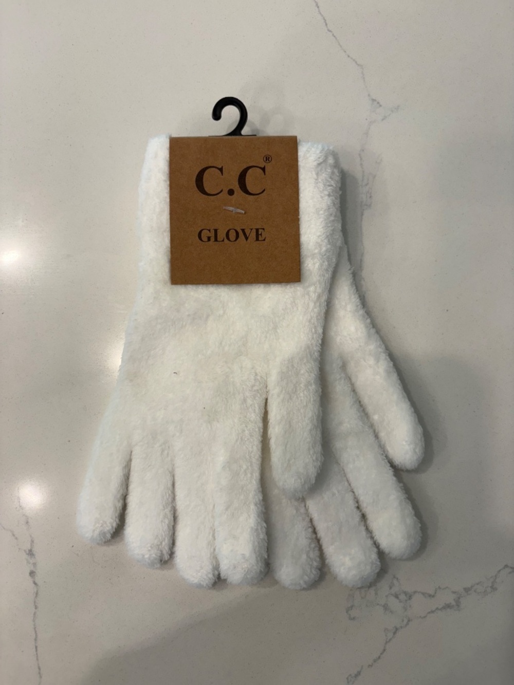 CC Ivory Plush Chenille Gloves